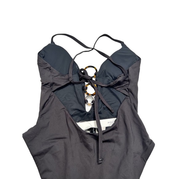 NWT Aqua Swim Women's Sz XS Three-Ring Plunge One Piece Swimsuit - Picture 5 of 9